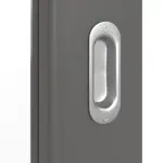 Detailansicht der Oberfläche von Huga Schiebetür Hygge grau RAL 7037 Lack Basic mit Lichtausschnitt LA-27