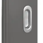 Detailansicht der Oberfläche von Huga Schiebetür Hygge grau RAL 7037 Lack Basic mit Lichtausschnitt LA 7