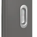 Detailansicht der Oberfläche von Huga Schiebetür Hygge grau RAL 7037 Lack Basic mit Lichtausschnitt LA 8