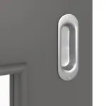 Detailansicht der Oberfläche von Huga Schiebetür Hygge grau RAL 7037 Lack Basic mit Lichtausschnitt LA-9