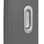 Detailansicht der Oberfläche von Huga Schiebetür Hygge grau RAL 7037 Duradecor Basic mit Lichtausschnitt LA-DIN