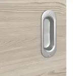 Detailansicht der Oberfläche von HÖRMANN Schiebetür Pure 1 Gebürstete Lärche hell quer Duradecor DesignLine mit Lichtausschnitt Bandseite