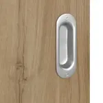 Detailansicht der Oberfläche von HÖRMANN Schiebetür Pure 2 Natureiche Duradecor DesignLine mit Lichtausschnitt quer mit bündiger Lisene Steel 79-7