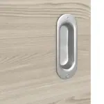 Detailansicht der Oberfläche von HÖRMANN Schiebetür Pure 2 Gebürstete Lärche hell quer Duradecor DesignLine mit Lichtausschnitt quer mit Lisene Steel 79