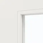 Detailansicht des Lichtausschnitts von JELD-WEN Doppelflügeltür Classic Brillantweiß ähnlich RAL 9016 ExpertLack mit Lichtausschnitt LÖ-72 bandseitig mit Zarge