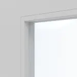 Detailansicht des Lichtausschnitts von JELD-WEN Doppelflügeltür Shape 2F/3F Nickelgrau ähnlich RAL 7047 ExpertLack mit Lichtausschnitt LA-1G mit Zarge