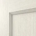 Detailansicht der Fräsung von Doppelflügeltür TE-23 Nordische Fichte astarm gebürstet weiß lackiert Massivholz mit Zarge