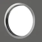 Detailansicht des Lichtausschnitts von Huga Innentür Hygge grau RAL 7037 Lack Basic mit Lichtausschnitt LA Bullauge