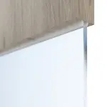 Detailansicht des Lichtausschnitts von HÖRMANN Schiebetür Pure 2 Nordeiche Duradecor DesignLine mit Lichtausschnitt quer mit bündiger Lisene Steel 80-7