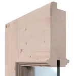 Detailansicht des Querschnitts von Doppelflügeltür TE-14 Fichte astig Massivholz mit Zarge