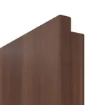 Detailansicht der runden Kante von CLASSEN Doppelflügeltür Discovery M10 Nussbaum CPL mit Lichtausschnitt und Lisenen inkl. Zarge