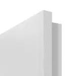 Detailansicht der eckigen Kante von HUGA Doppelflügeltür Smart 1 Eiche Weiß Durat Concept mit Lichtausschnitt quer mit Zarge