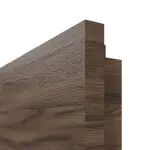 Detailansicht der eckigen Kante von HÖRMANN Doppelflügeltür Rail 2 Alpineiche quer Duradecor DesignLine mit Zarge