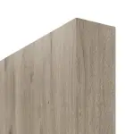 Detailansicht der stumpfen Kante von HÖRMANN Schiebetür Pure 1 Nordeiche Duradecor DesignLine mit Lichtausschnitt Bandseite