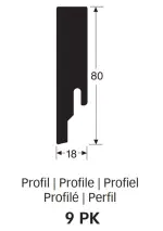 Querschnitt von Anthrazit Fußleiste Profil 9 PK (2380 x 18 x 80 mm) - MEISTER