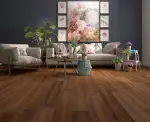 Ansicht Wohnzimmer von Eiche dunkelbraun strukturiert 1-Stab Living Laminat - Wiparquet