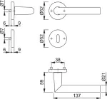 techn. Zeichnung Drückergarnitur Amsterdam Aluminium Rundrosette - HOPPE