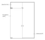 Skizze von Vollflächig matt Ganzglastür mit festem Seitenteil und Oberlicht DORMA Mundus Variante 6 - Erkelenz