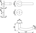 Zeichnung von Drückergarnitur Trondheim Edelstahl - HOPPE