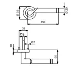 Zeichnung Elena-R Chrom Edelstahl Rundrosetten Drückergarnitur TopSpeed - Südmetall