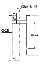 Technische Zeichnung von beidseitiger Griffstange Rondo von Erkelenz