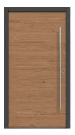 Kneer Haustür Holz 327 Querfurnier Eiche hell-Querfurnier Eiche hell Frontansicht außen