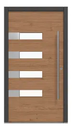 Kneer Haustür Holz 329 Querfurnier Eiche hell-Querfurnier Eiche hell Frontansicht außen