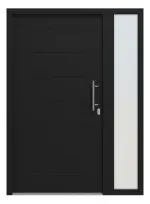 Hörmann Haustür Thermo46 015 mit Seitenteil RAL 9005-RAL 9005 Frontansicht außen