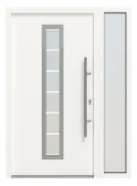 Hörmann Haustür Thermo46 700 mit Seitenteil RAL 9016-RAL 9016 Frontansicht außen