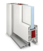 Detail Querschnitt von Kunststoff Nebeneingangstür Comfort F001 in RAL 9016