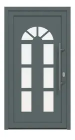 Haustür Kunststoff Premium F026 Quarz Grau-Quarz Grau Frontansicht außen