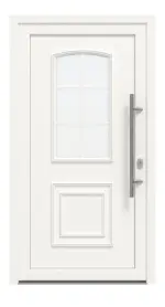 Haustür Kunststoff Premium T002 RAL 9016-RAL 9016 Frontansicht außen