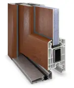 Haustür Kunststoff Premium T003 Golden Oak-RAL 9016 Detail Querschnitt