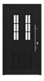 Haustür Kunststoff Premium T043 RAL 9005-RAL 9005 Frontansicht außen