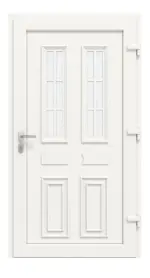 Haustür Kunststoff Premium T043 Brown Oak-RAL 9016 Frontansicht innen