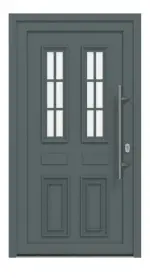 Haustür Kunststoff Premium T043 Quarz Grau-Quarz Grau Frontansicht außen