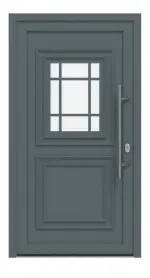 Haustür Kunststoff Premium T047 Quarz Grau-Quarz Grau Frontansicht außen
