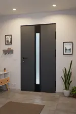 Interio Energiespar-Haustür Stahl-Alu Black Design Motiv B01 RAL 7016-RAL 7016 Stilwelt innen