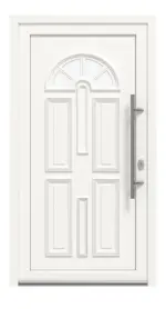 Haustür Kunststoff Premium Plus T015 RAL 9016-RAL 9016 Frontansicht außen