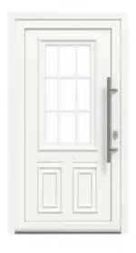 Haustür Kunststoff Premium Plus T036 RAL 9016-RAL 9016 Frontansicht außen