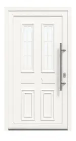 Haustür Kunststoff Premium Plus T043 RAL 9016-RAL 9016 Frontansicht außen