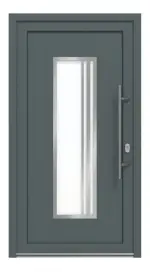 Haustür Kunststoff Premium Plus T053 Quarz Grau-Quarz Grau Frontansicht außen