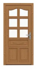 Interio Holz-Haustür Freiburg Fichte Lasur Eiche-Optik Frontansicht außen