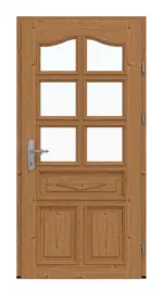 Interio Holz-Haustür Freiburg Fichte Lasur Eiche-Optik Frontansicht innen