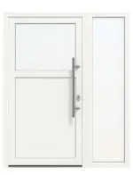 Haustür mit Seitenteil Kunststoff Premium F002 RAL 9016-RAL 9016 Frontansicht außen