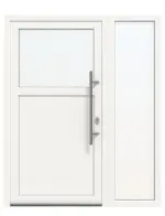 Haustür mit Seitenteil Kunststoff Premium Plus F002 RAL 9016-RAL 9016 Frontansicht außen