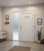 Haustür mit Seitenteil Kunststoff Premium Plus F010 RAL 9016-RAL 9016 Stilwelt innen