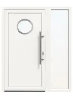 Haustür mit Seitenteil Kunststoff Premium Plus F011 RAL 9016-RAL 9016 Frontansicht außen