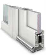 Haustür mit Seitenteil Kunststoff Premium Plus F011 RAL 9016-RAL 9016 Detail Querschnitt