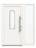 Haustür mit Seitenteil Kunststoff Premium Plus F012 RAL 9016-RAL 9016 Frontansicht außen